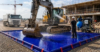 
						Aire et bâche de lavage mobile pour chantiers