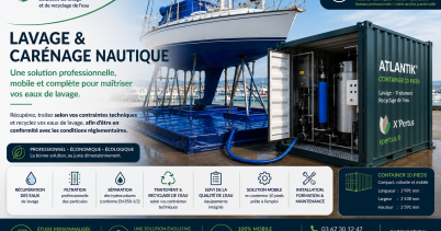 
						LAVAGE & CARÉNAGE NAUTIQUE Une solution professionnelle, mobile et complète pour maîtriser vos eaux de lavage